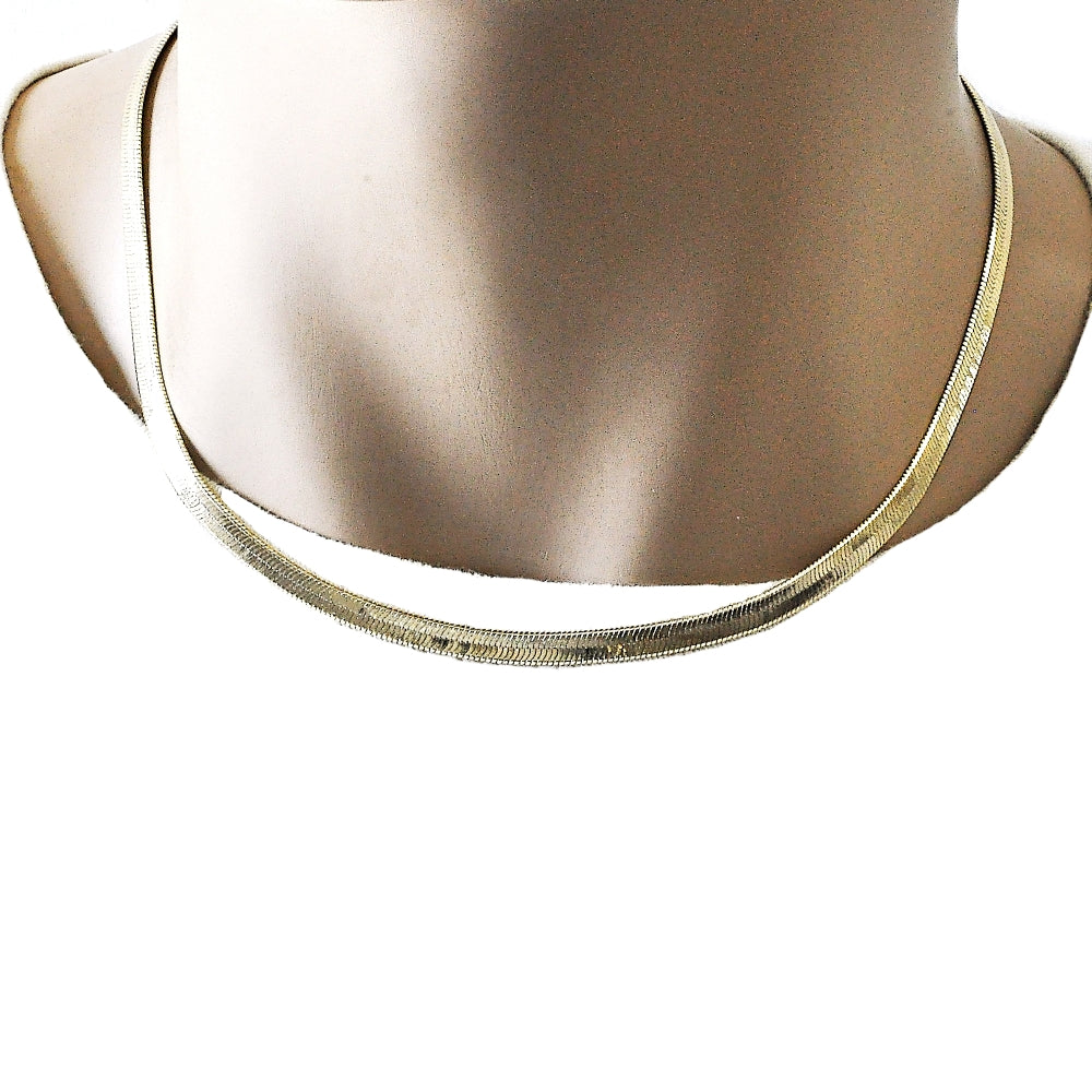 Oro Laminado Basic Necklace, Gold Filled Style Herringbone Design, Polished, Golden Finish