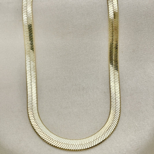 Oro Laminado Basic Necklace, Gold Filled Style Herringbone Design, Polished, Golden Finish
