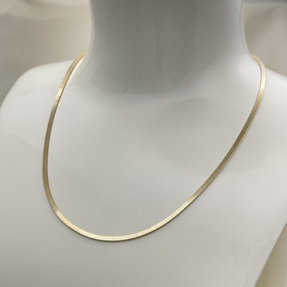 Oro Laminado Basic Necklace, Gold Filled Style Herringbone Design, Polished, Golden Finish