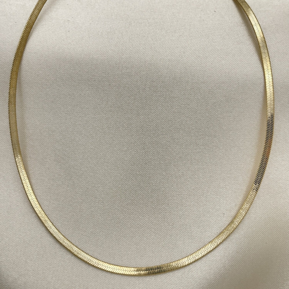 Oro Laminado Basic Necklace, Gold Filled Style Herringbone Design, Polished, Golden Finish