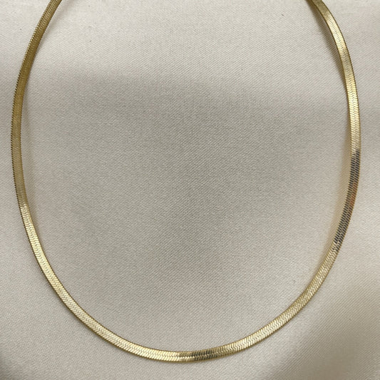 Oro Laminado Basic Necklace, Gold Filled Style Herringbone Design, Polished, Golden Finish