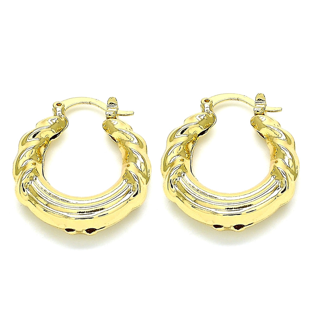 Oro Laminado Small Hoop, Gold Filled Style Hollow Design, Polished, Golden Finish