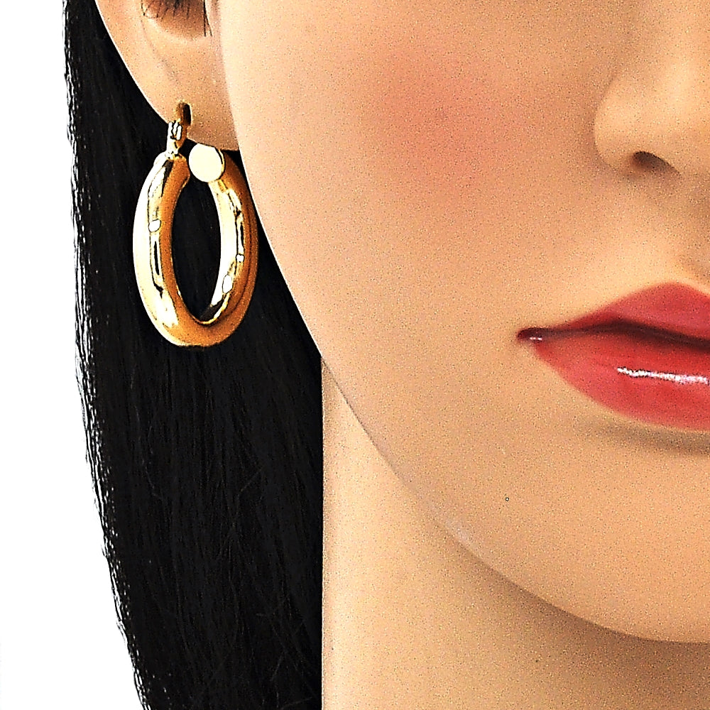 Oro Laminado Medium Hoop, Gold Filled Style Hollow Design, Polished, Golden Finish