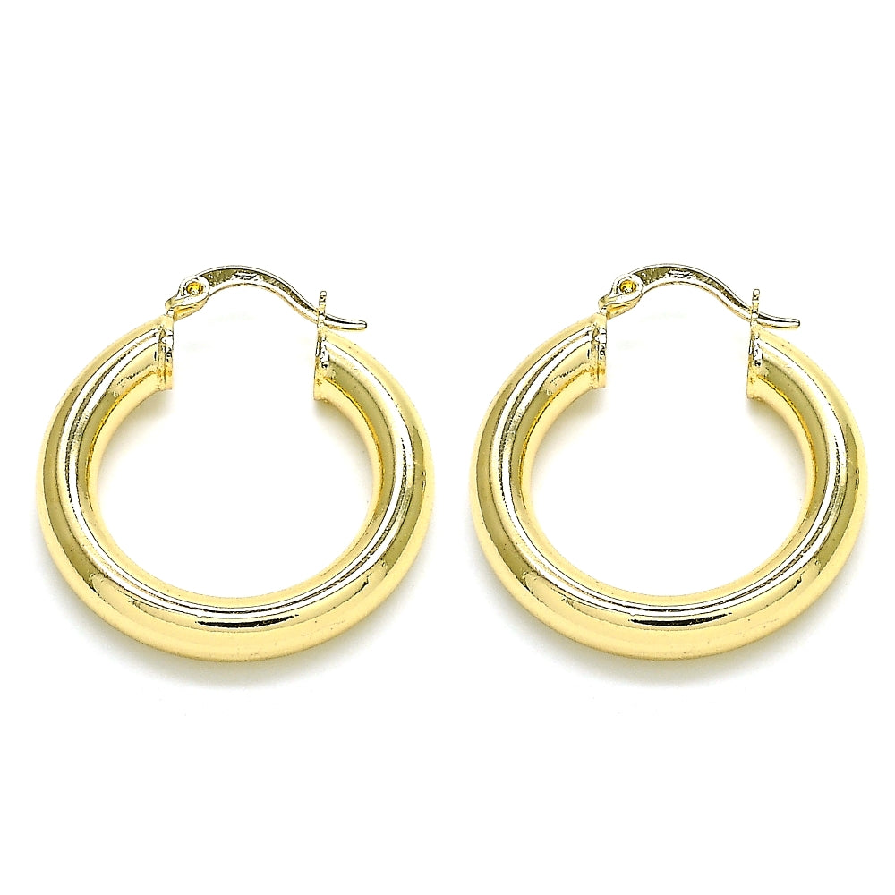 Oro Laminado Medium Hoop, Gold Filled Style Hollow Design, Polished, Golden Finish