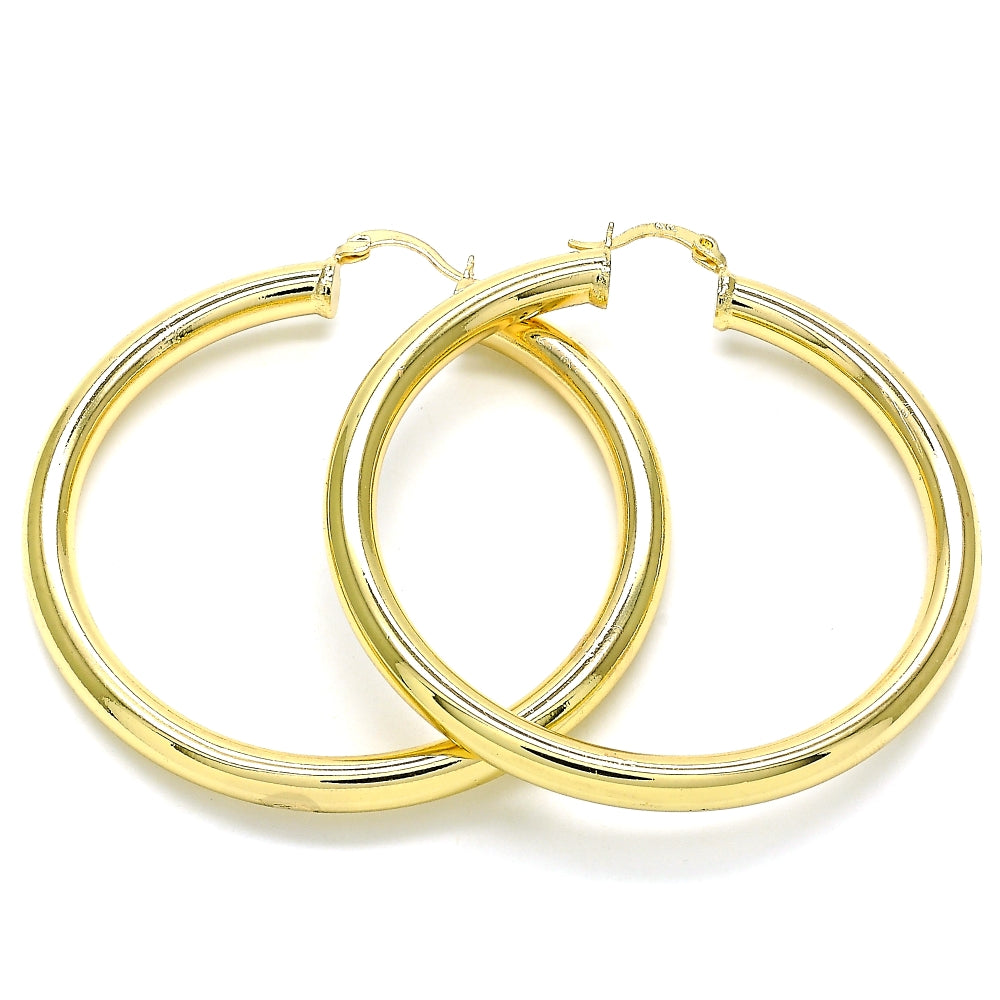 Oro Laminado Large Hoop, Gold Filled Style Hollow Design, Polished, Golden Finish