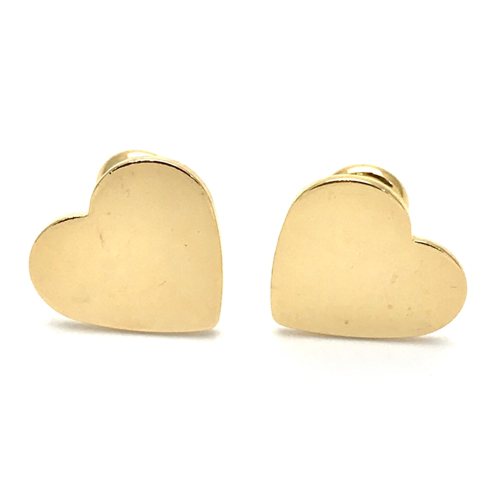 Oro Laminado Stud Earring, Gold Filled Style Heart Design, Polished, Golden Finish