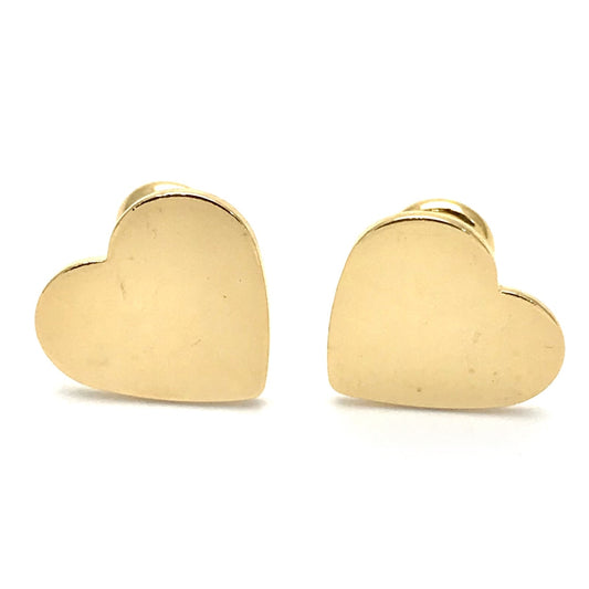 Oro Laminado Stud Earring, Gold Filled Style Heart Design, Polished, Golden Finish