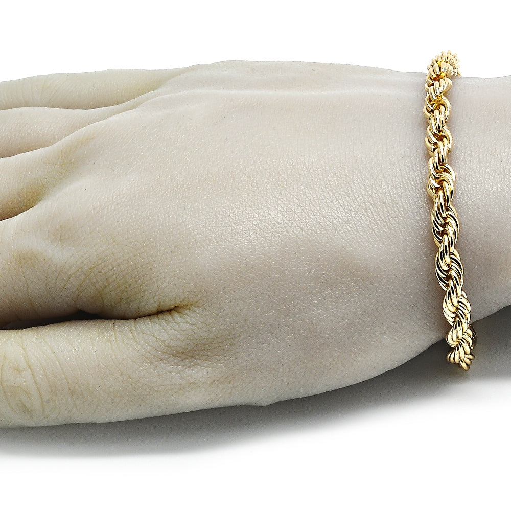 Oro Laminado Basic Bracelet, Gold Filled Style Rope Design, Polished, Golden Finish