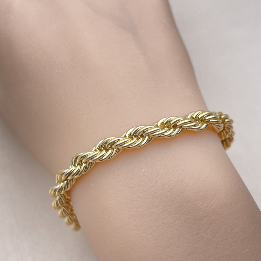 Oro Laminado Basic Bracelet, Gold Filled Style Rope Design, Polished, Golden Finish
