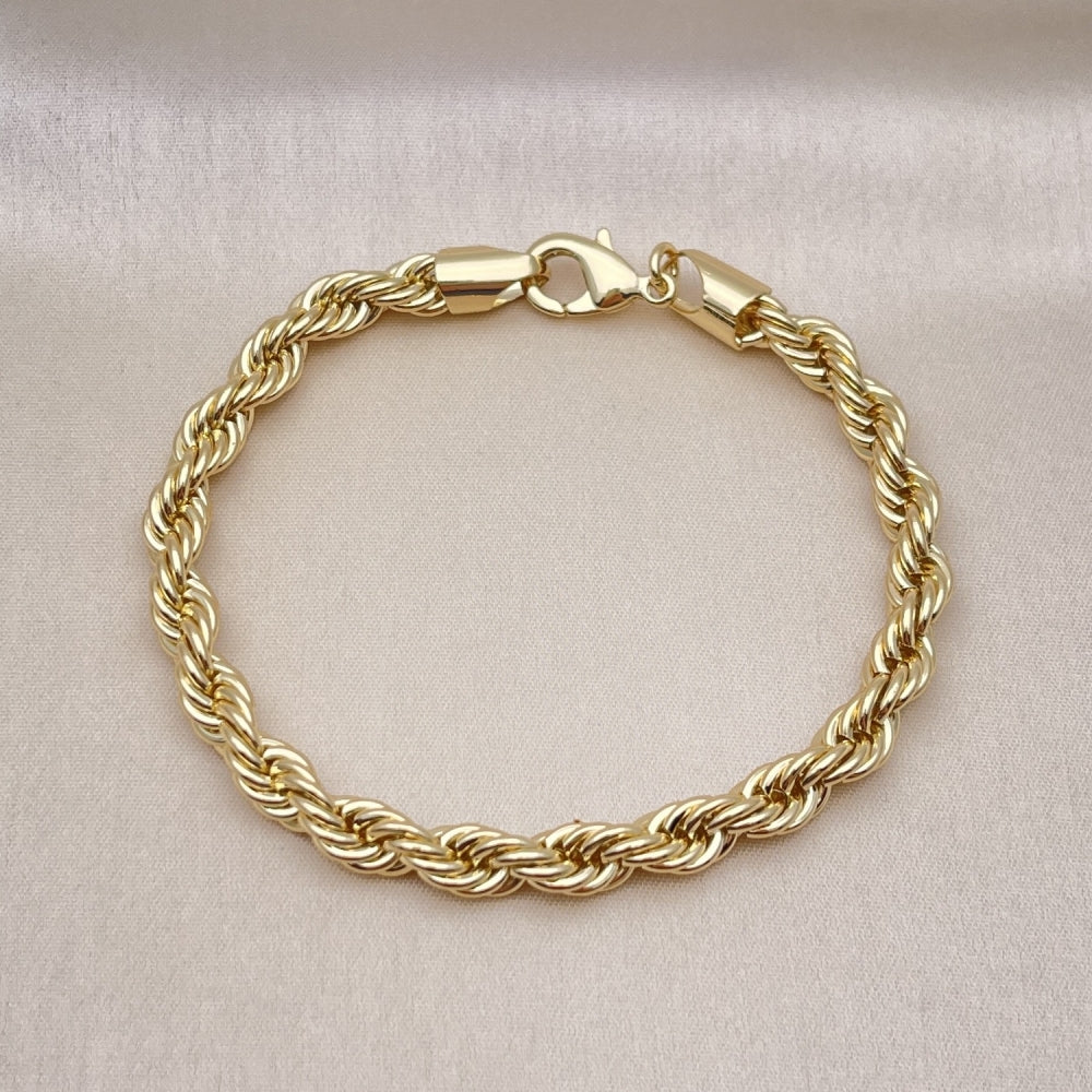 Oro Laminado Basic Bracelet, Gold Filled Style Rope Design, Polished, Golden Finish