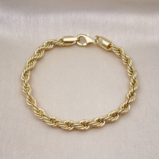 Oro Laminado Basic Bracelet, Gold Filled Style Rope Design, Polished, Golden Finish