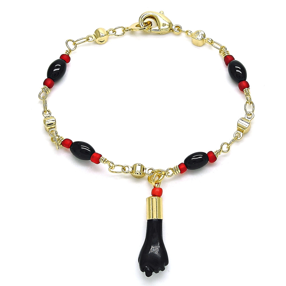 Oro Laminado Charm Bracelet, Gold Filled Style Polished, Golden Finish
