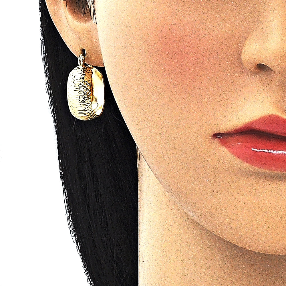 Oro Laminado Small Hoop, Gold Filled Style Diamond Cutting Finish, Golden Finish