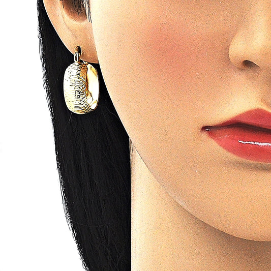 Oro Laminado Small Hoop, Gold Filled Style Diamond Cutting Finish, Golden Finish