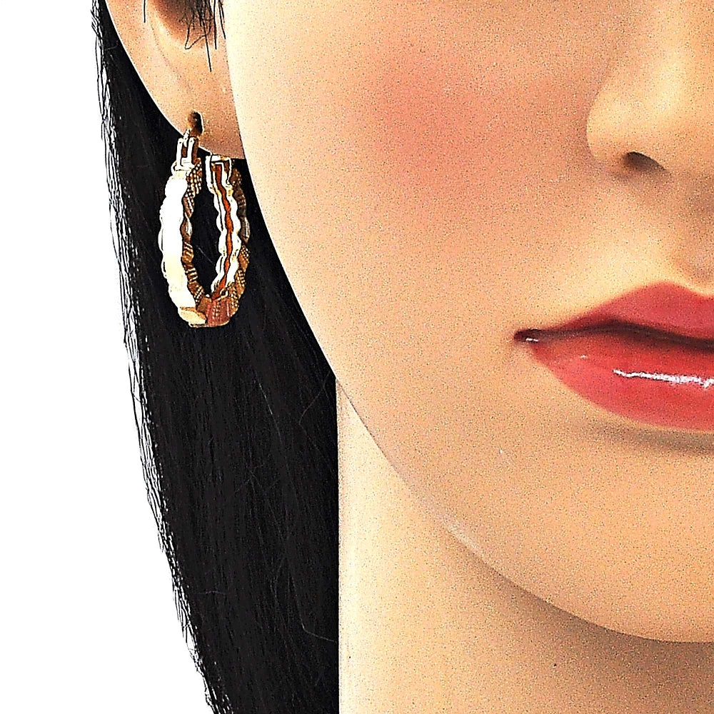 Oro Laminado Small Hoop, Gold Filled Style Polished, Tricolor