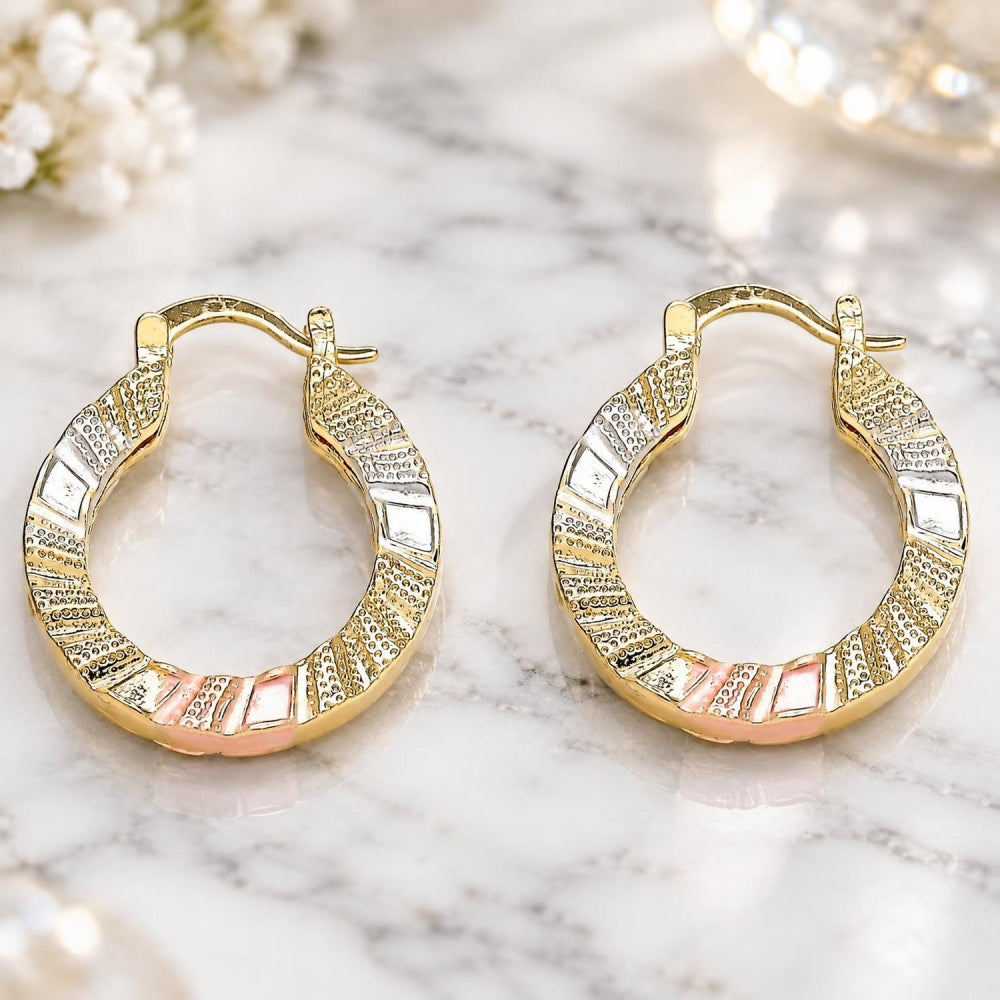 Oro Laminado Small Hoop, Gold Filled Style Polished, Tricolor