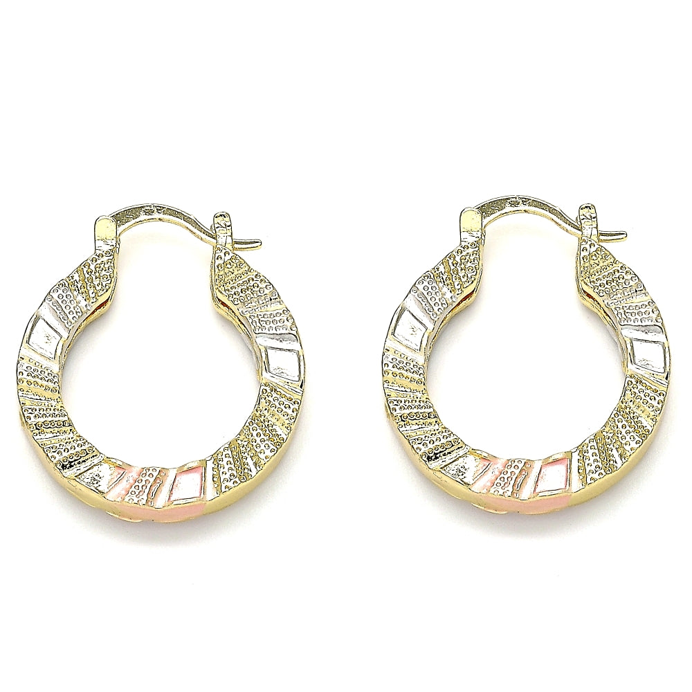 Oro Laminado Small Hoop, Gold Filled Style Polished, Tricolor