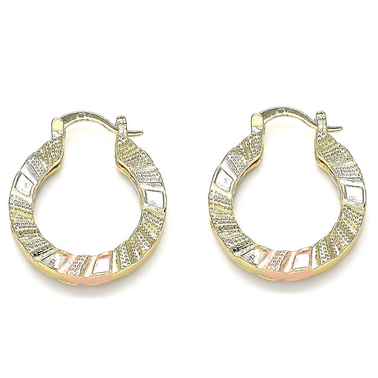 Oro Laminado Small Hoop, Gold Filled Style Polished, Tricolor