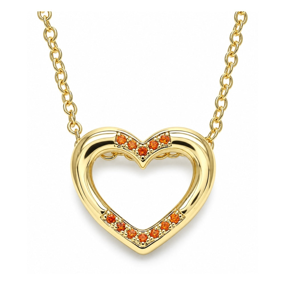 Oro Laminado Pendant Necklace, Gold Filled Style Heart Design, with Garnet Micro Pave, Polished, Golden Finish