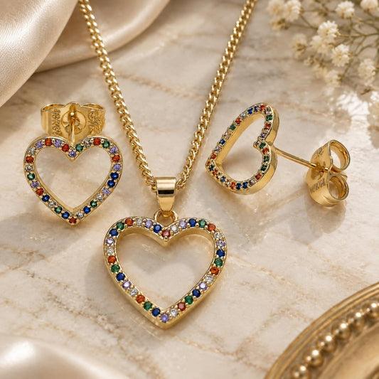 Oro Laminado Earring and Pendant Adult Set, Gold Filled Style Polished, Golden Finish