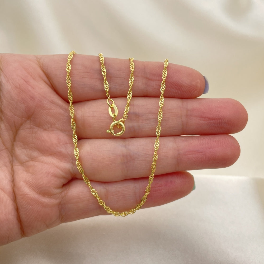 Oro Laminado Basic Necklace, Gold Filled Style Singapore Design, Polished, Golden Finish