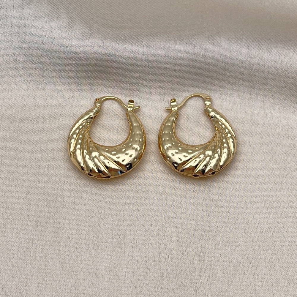 Oro Laminado Small Hoop, Gold Filled Style Hollow Design, Polished, Golden Finish