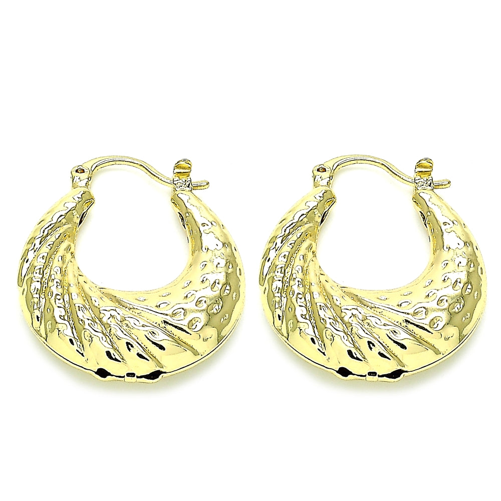 Oro Laminado Small Hoop, Gold Filled Style Hollow Design, Polished, Golden Finish