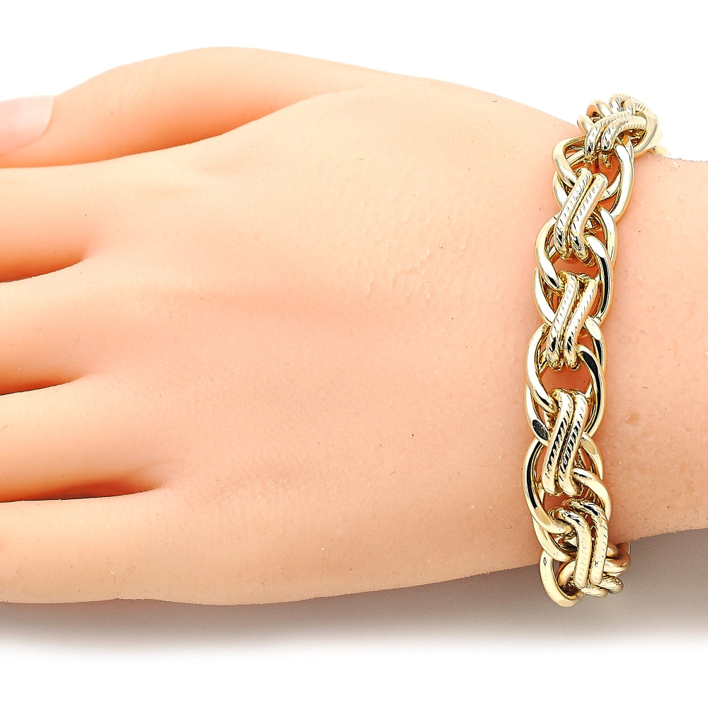Oro Laminado Fancy Bracelet, Gold Filled Style Polished, Golden Finish