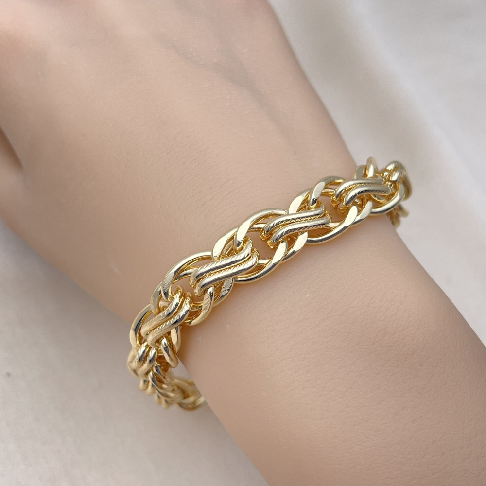 Oro Laminado Fancy Bracelet, Gold Filled Style Polished, Golden Finish
