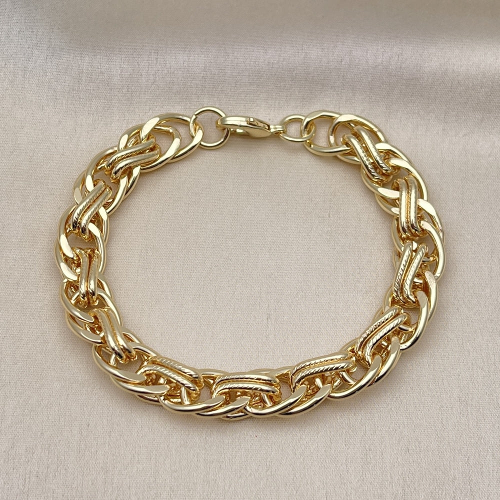 Oro Laminado Fancy Bracelet, Gold Filled Style Polished, Golden Finish