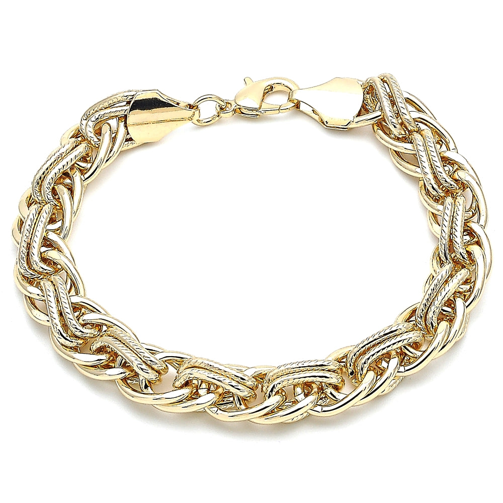 Oro Laminado Fancy Bracelet, Gold Filled Style Polished, Golden Finish