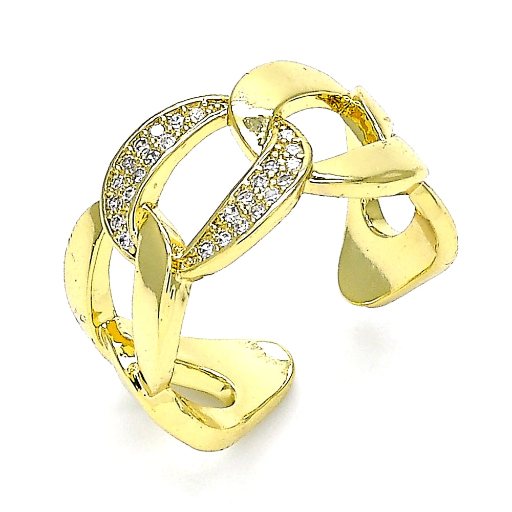 Oro Laminado Multi Stone Ring, Gold Filled Style Miami Cuban Design, Polished, Golden Finish