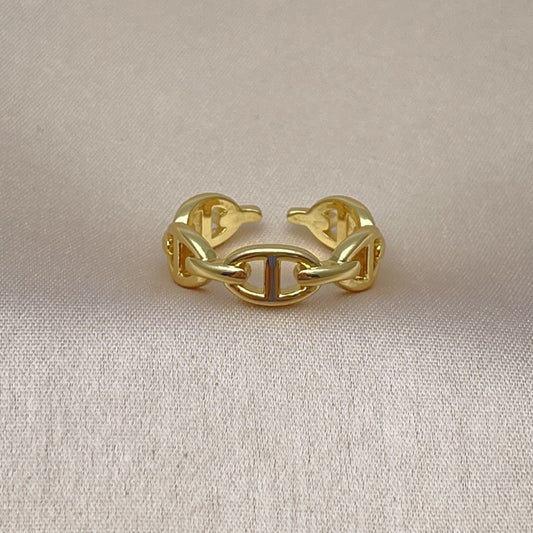 Oro Laminado Elegant Ring, Gold Filled Style Puff Mariner Design, Polished, Golden Finish