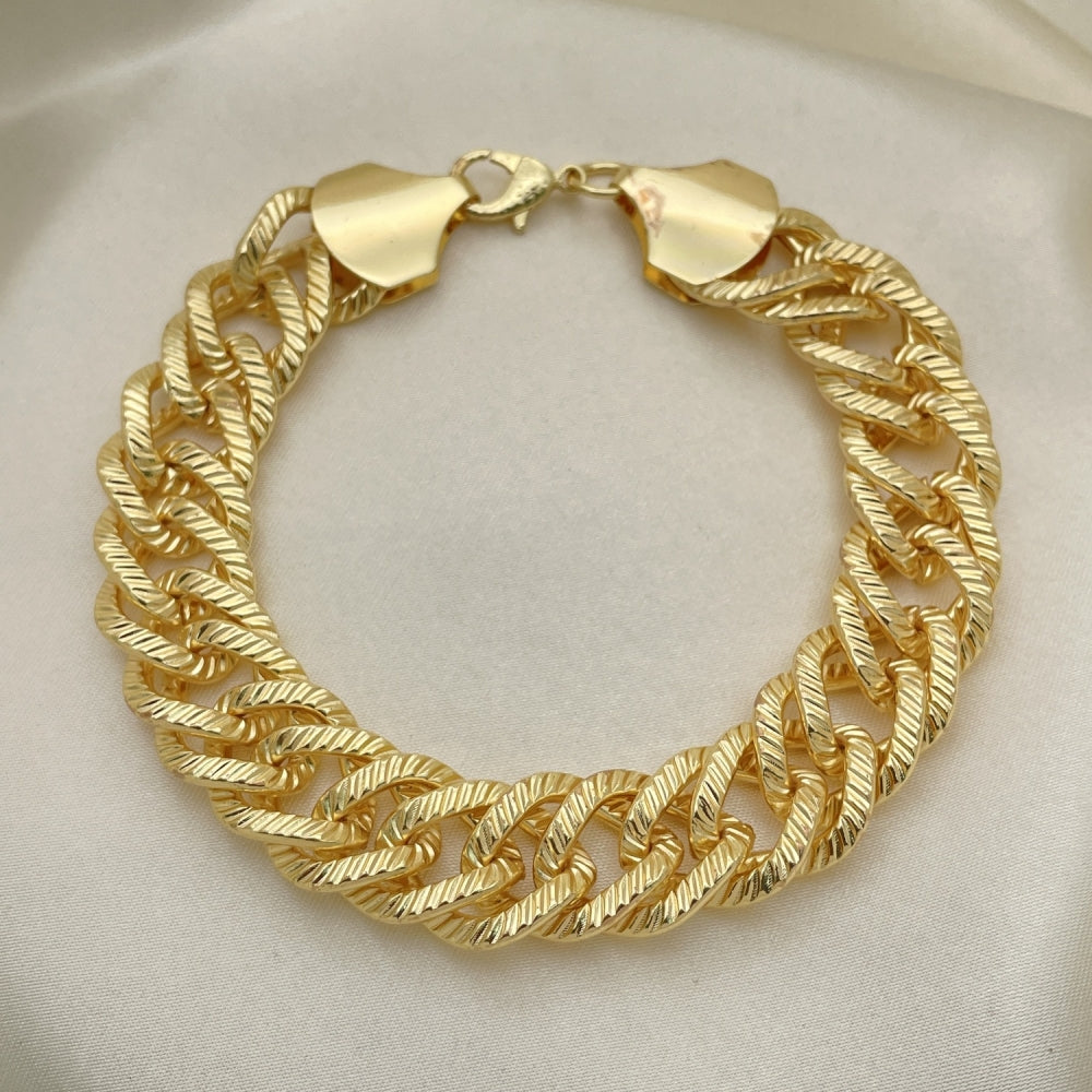 Oro Laminado Basic Bracelet, Gold Filled Style Diamond Cutting Finish, Golden Finish