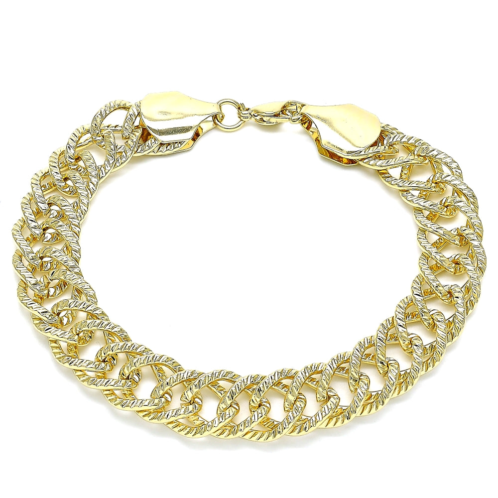 Oro Laminado Basic Bracelet, Gold Filled Style Diamond Cutting Finish, Golden Finish