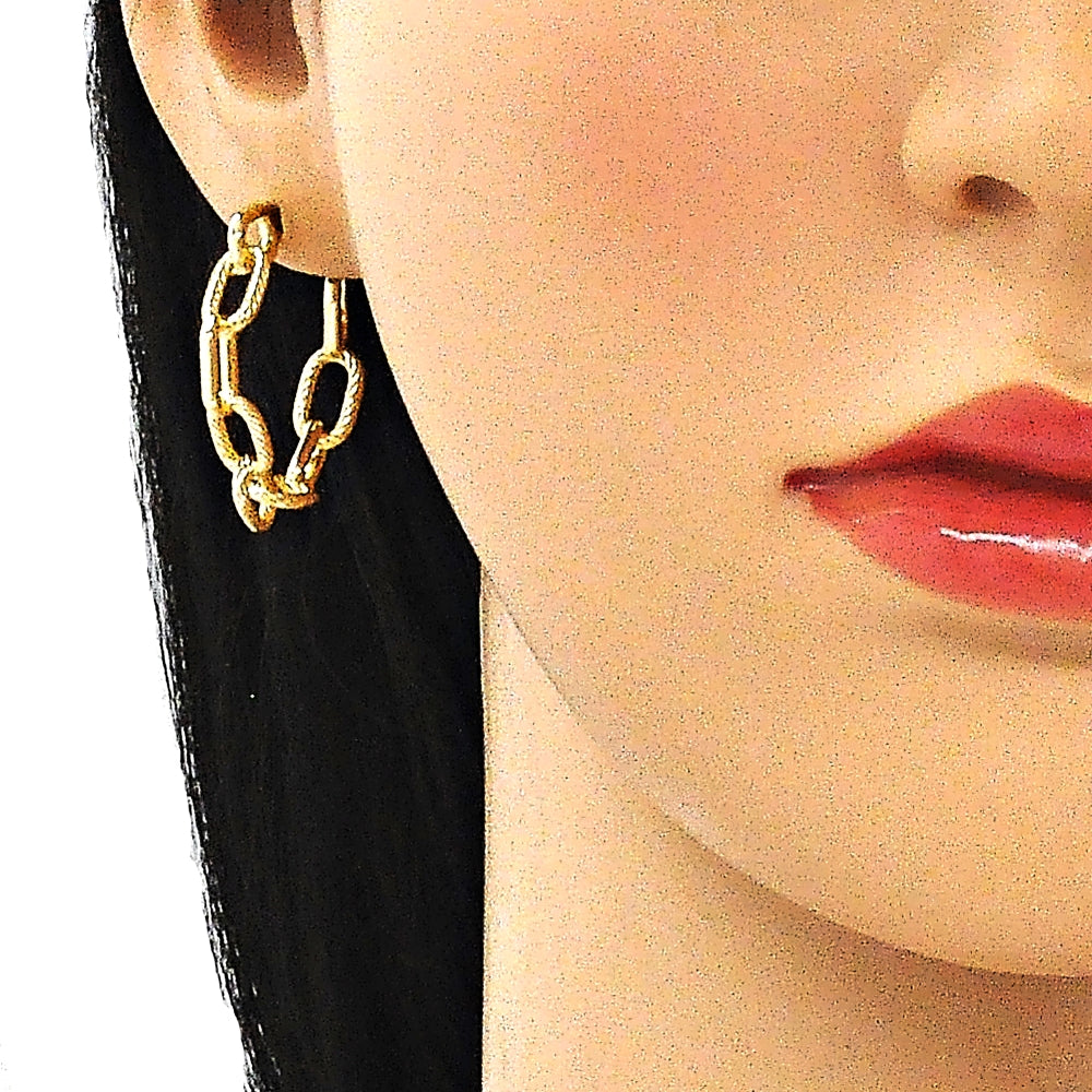 Oro Laminado Stud Earring, Gold Filled Style Paperclip Design, Polished, Golden Finish