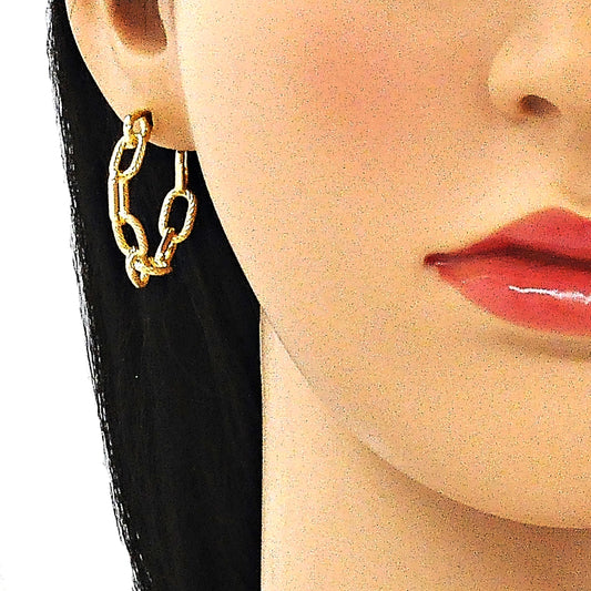 Oro Laminado Stud Earring, Gold Filled Style Paperclip Design, Polished, Golden Finish