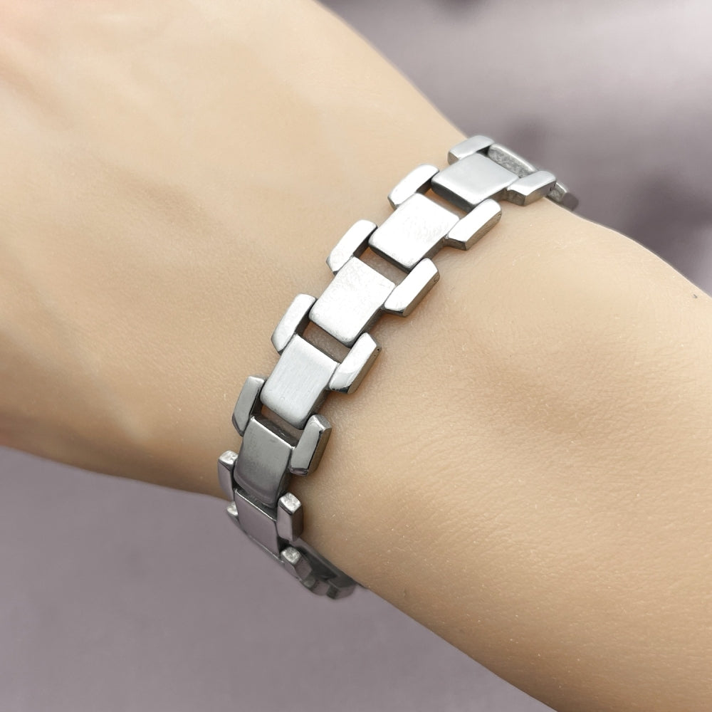 Stainless Steel Solid Bracelet, Polished, Steel Finish