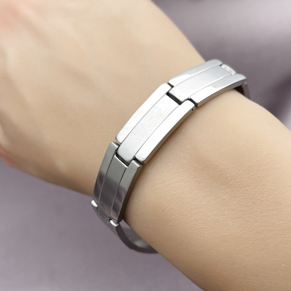 Stainless Steel Solid Bracelet, Polished, Steel Finish