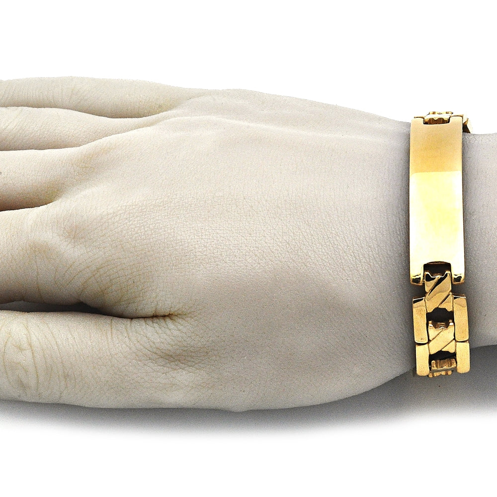 Stainless Steel Solid Bracelet, Polished, Golden Finish