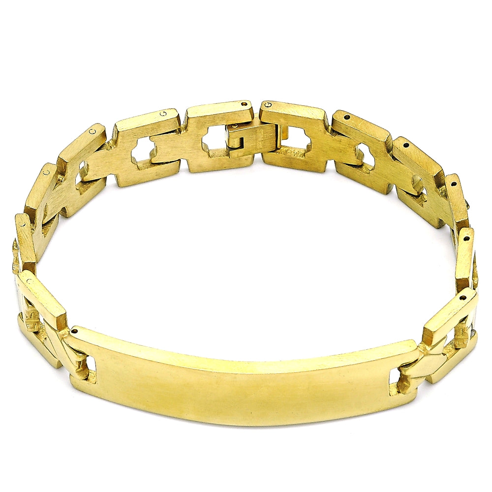 Stainless Steel Solid Bracelet, Polished, Golden Finish