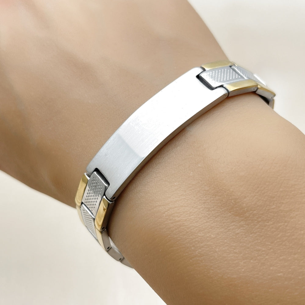 Stainless Steel Solid Bracelet, Polished, Two Tone