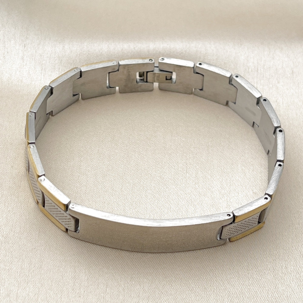 Stainless Steel Solid Bracelet, Polished, Two Tone