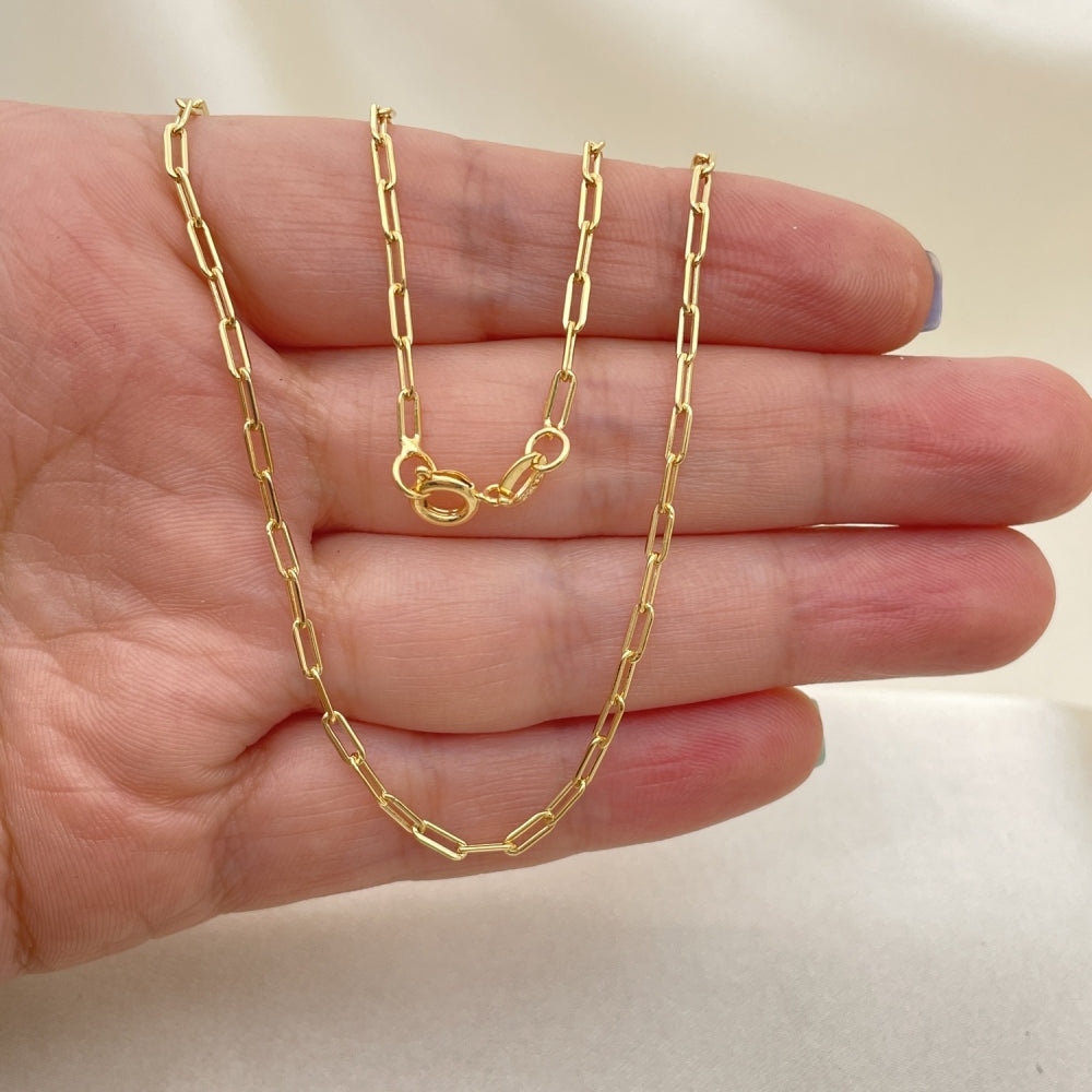 Oro Laminado Basic Necklace, Gold Filled Style Paperclip Design, Polished, Golden Finish
