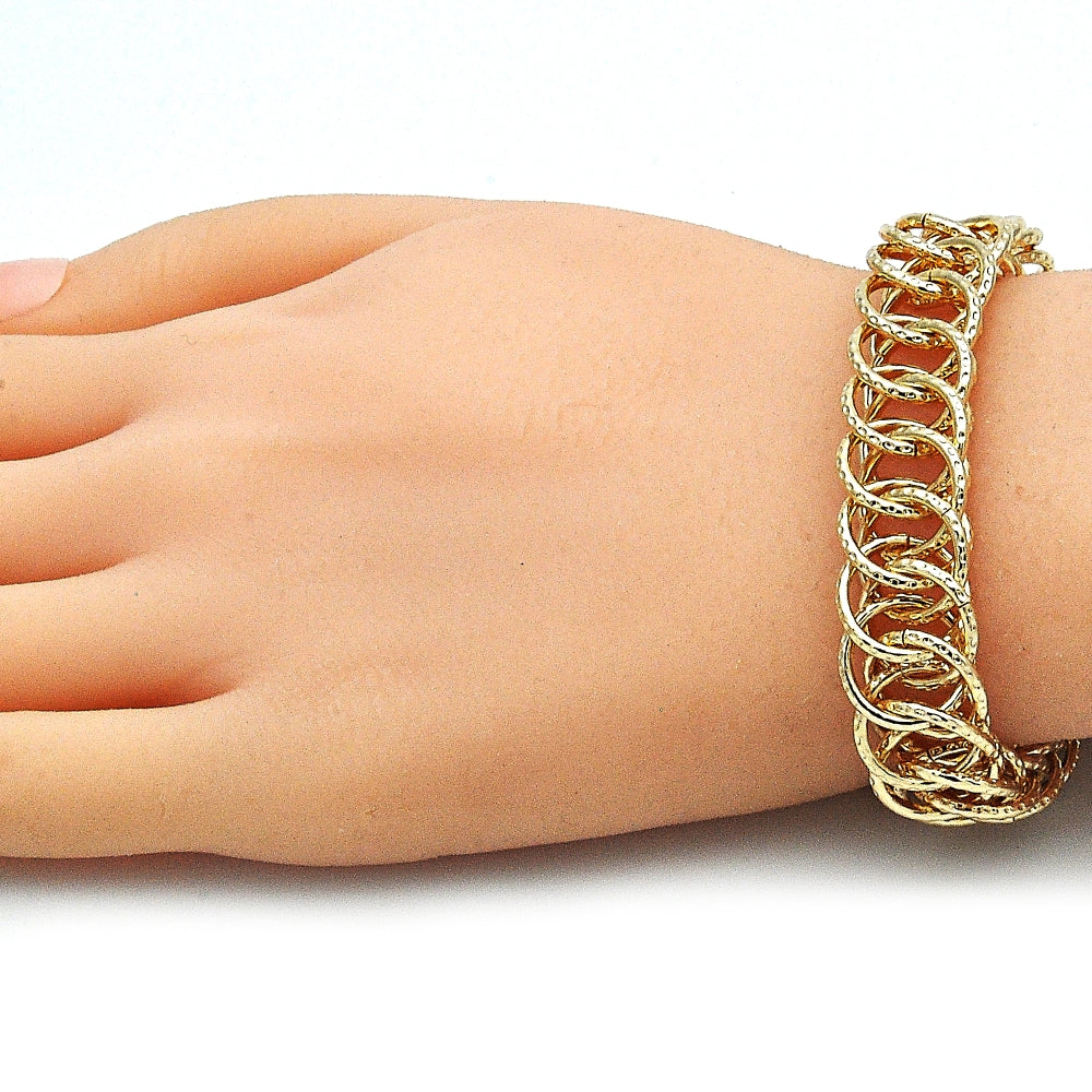Oro Laminado Fancy Bracelet, Gold Filled Style Polished, Golden Finish