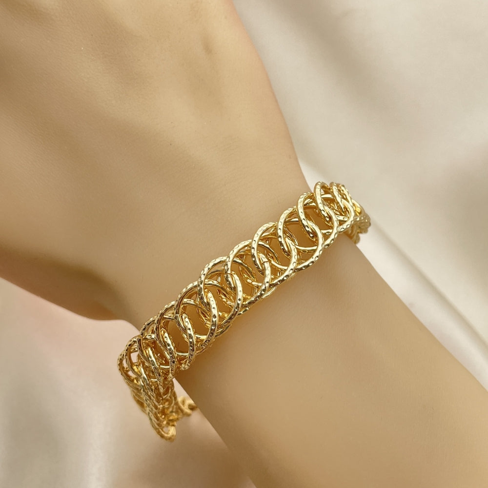 Oro Laminado Fancy Bracelet, Gold Filled Style Polished, Golden Finish