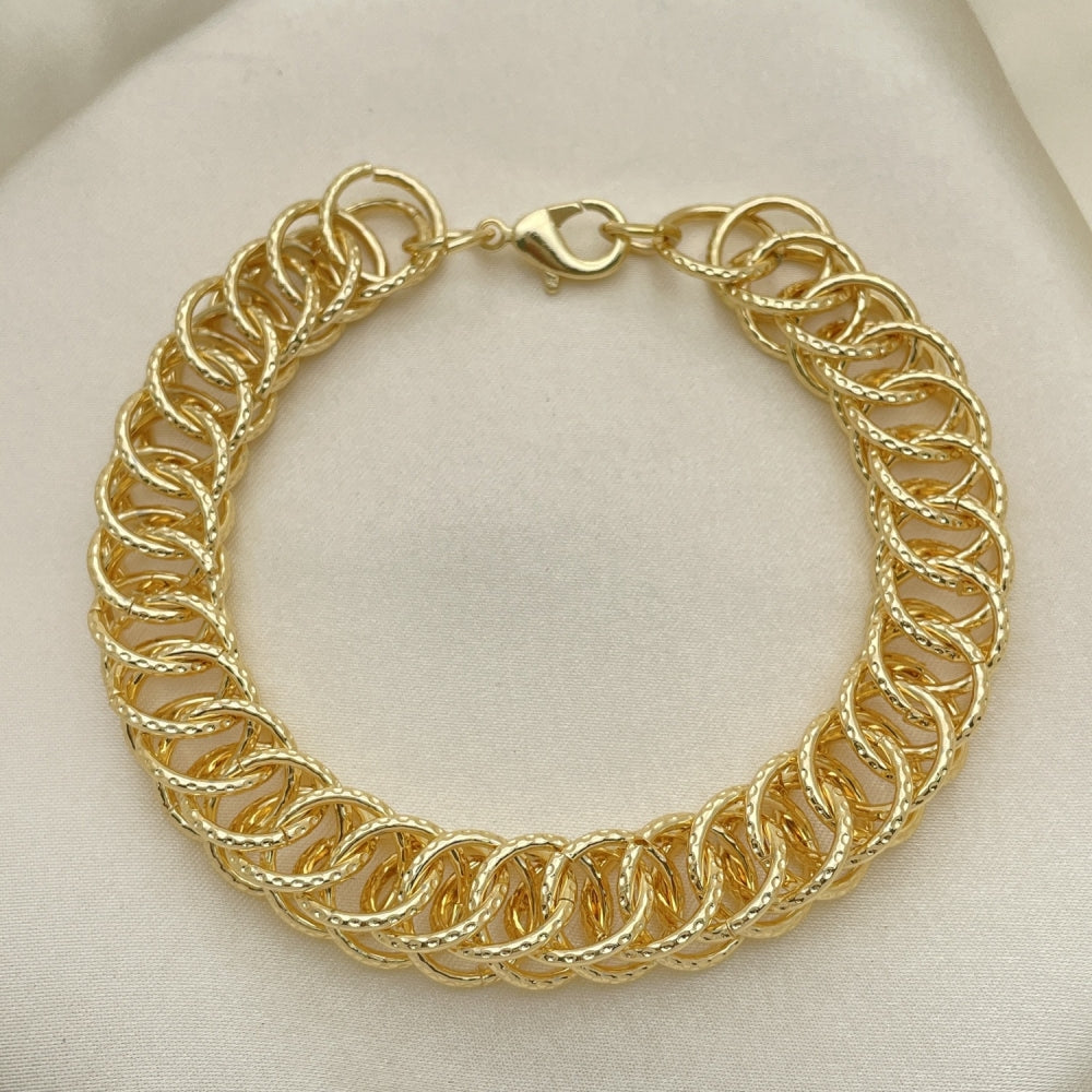 Oro Laminado Fancy Bracelet, Gold Filled Style Polished, Golden Finish