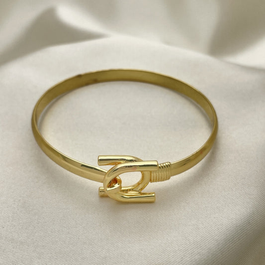 Oro Laminado Individual Bangle, Gold Filled Style Horseshoe Design, Polished, Golden Finish