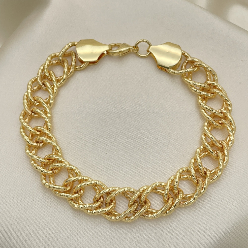 Oro Laminado Basic Bracelet, Gold Filled Style Diamond Cutting Finish, Golden Finish