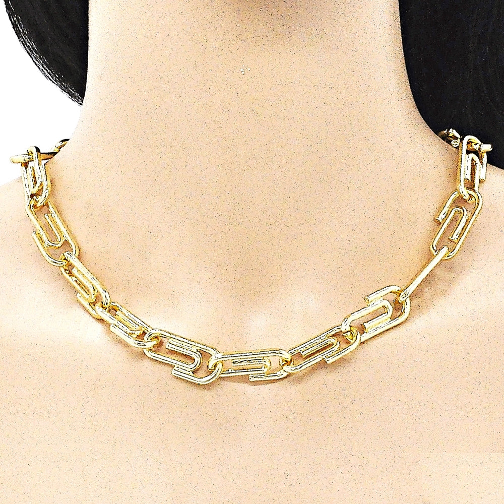 Oro Laminado Basic Necklace, Gold Filled Style Paperclip Design, Polished, Golden Finish